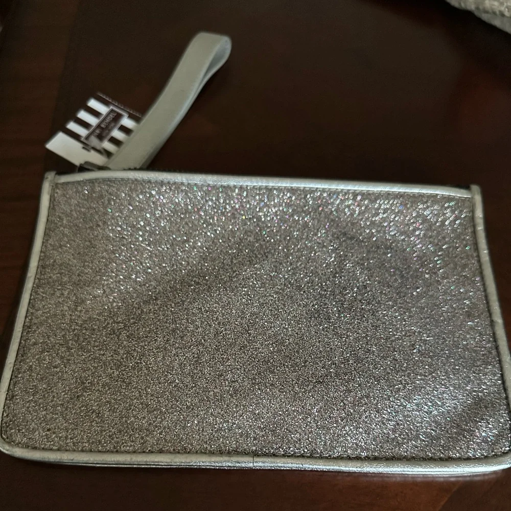Henri Bendel Silver Glitter Wristlet NWT